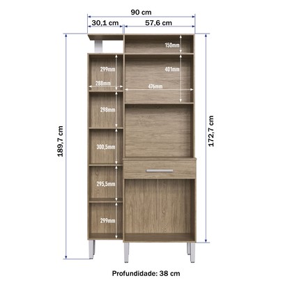 Armário de Cozinha 5 Portas 1 Gaveta Wood/Branco Ac5101 - Decibal