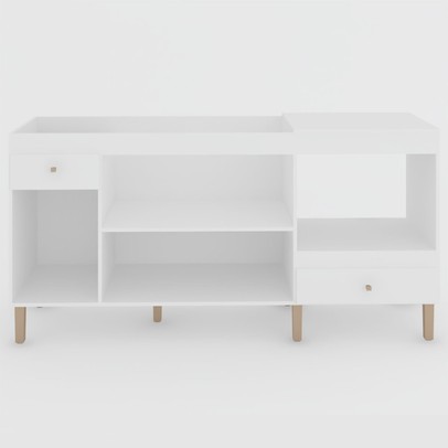 Balcão de Cozinha para Pia 3 Portas 2 Gavetas Espaço para Forno e Cooktop Itália Branco - Panorama Móveis