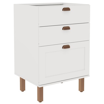 Armário de Cozinha 3 Gavetas Branco Fosco 1504 - Genialflex