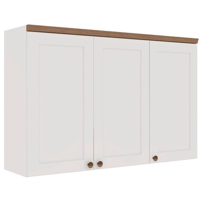 Armário Aéreo Cozinha 3 Portas Branco Fosco 1531 - Genialflex