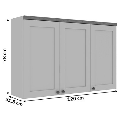 Armário Aéreo Cozinha 3 Portas Verde Mint 1531 - Genialflex