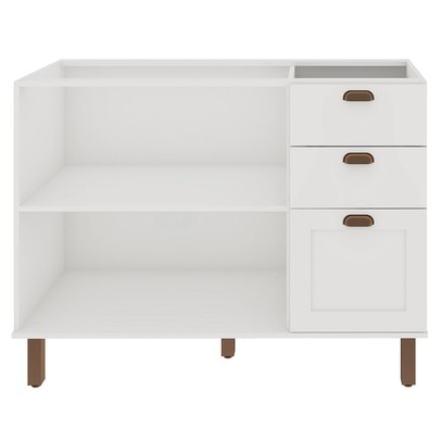 Balcão de Cozinha para Pia 2 Portas 3 Gavetas Branco Fosco 1532 - Genialflex