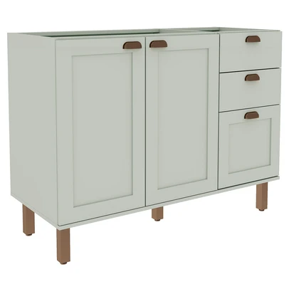 Balcão de Cozinha para Pia 2 Portas 3 Gavetas Verde Mint 1532 - Genialflex