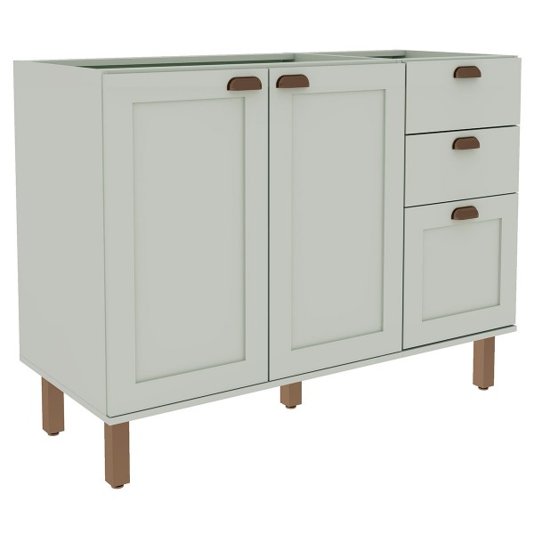 Balcão de Cozinha para Pia 2 Portas 3 Gavetas Verde Mint 1532 - Genialflex