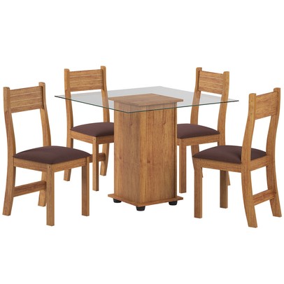 Mesa de Jantar 4 Lugares Luminare Mel/Fume - Viero Móveis