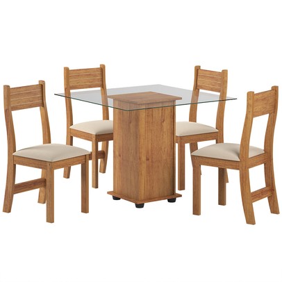 Mesa de Jantar 4 Lugares Luminare Mel/Nude - Viero Móveis