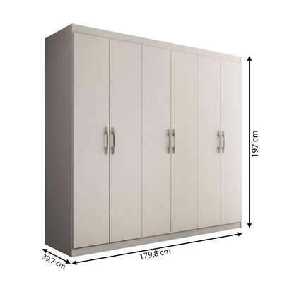 Guarda-Roupa Casal 6 Portas Romeu Branco - Panorama Móveis