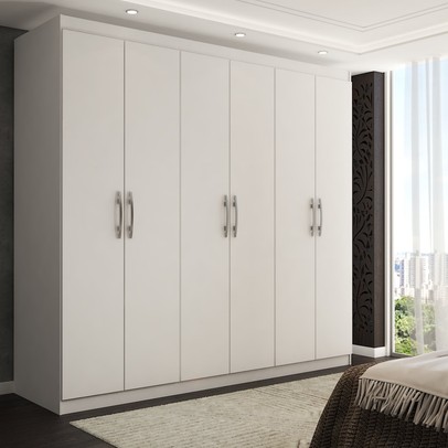 Guarda-Roupa Casal 6 Portas Romeu Branco - Panorama Móveis
