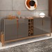 Balcão Buffet Lizz 4 Portas com Adega Cinza Perola/Cedro 050520 - Casa D