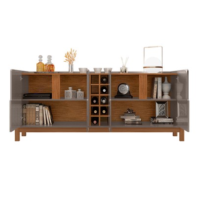 Balcão Buffet Lizz 4 Portas com Adega Cinza Perola/Cedro 050520 - Casa D