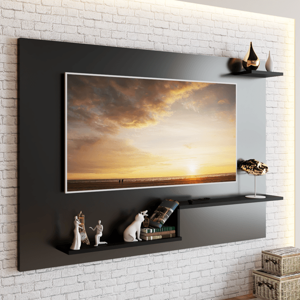 Painel para TV Até 43 Polegadas Denver 3 Prateleiras Preto - Jcarvalho