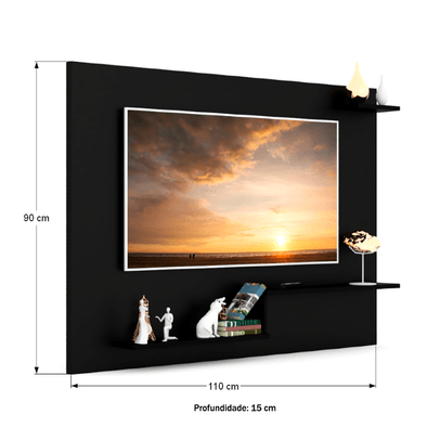 Painel para TV Até 43 Polegadas Denver 3 Prateleiras Preto - Jcarvalho