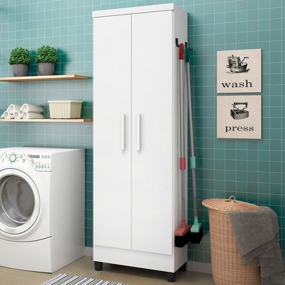 Armário Multiuso 2 Portas 5 Prateleiras Branco - Qmovi