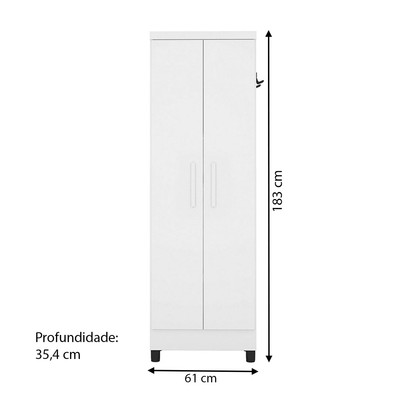 Armário Multiuso 2 Portas 5 Prateleiras Branco - Qmovi