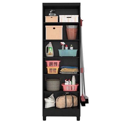 Armário Multiuso 2 Portas 5 Prateleiras Preto - Qmovi