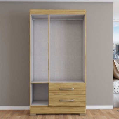 Guarda-Roupa Solteiro Florença 3 Portas 2 Gavetas com Espelho Rústico - Pnr Móveis