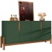 Balcão Buffet Lizz 4 Portas Verde Oliva/Cedro 050518 - Casa D