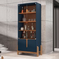 Cristaleira Lizz 2 Portas 3 Prateleiras Azul Cobalto/Cedro - Casa D