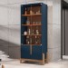 Cristaleira Lizz 2 Portas 3 Prateleiras Azul Cobalto/Cedro - Casa D