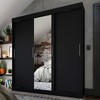 Guarda-Roupa Casal Dublin 3 Portas 2 Gavetas com Espelho Preto - Fama Móveis