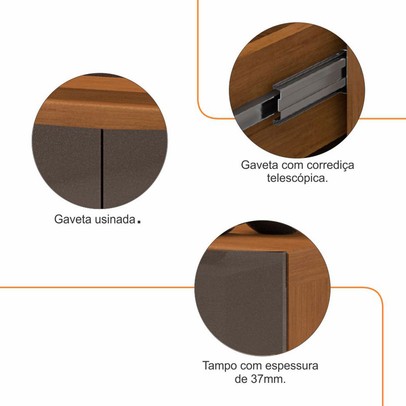 Rack para TV Até 60 Polegadas Eros 1,80 2 Portas 1 Gaveta Noce/Cinza Perola - Casa D