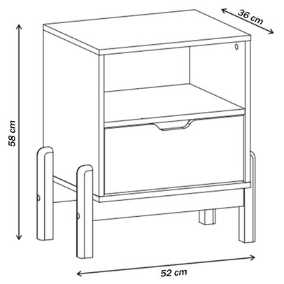 Mesa de Cabeceira Antares 1 Gaveta Cinza Perola - Casa D