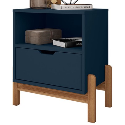 Mesa de Cabeceira Antares 1 Gaveta Azul Cobalto - Casa D
