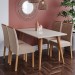 Mesa de Jantar 4 Lugares Adele Madeira/Off White/Nude - Cimol