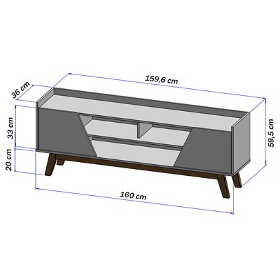 Rack para TV Até 65 Polegadas Turim 2 Portas 1 Prateleira Off White/Nature - Móveis Bechara