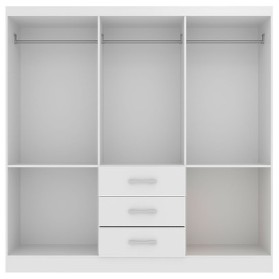 Guarda-Roupa Solteiro Sevilha 6 Portas 3 Gavetas Branco - Evidencia Móveis