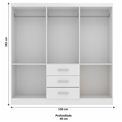 Guarda-Roupa Solteiro Sevilha 6 Portas 3 Gavetas Branco - Evidencia Móveis