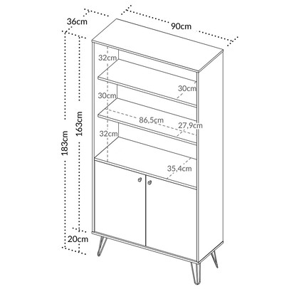Estante para Livros Hit 2 Portas Freijo/Preto - Artany Móveis