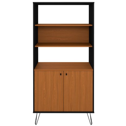 Estante para Livros Hit 2 Portas Freijo/Preto - Artany Móveis