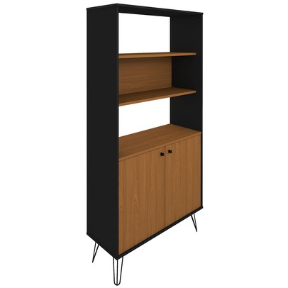 Estante para Livros Hit 2 Portas Freijo/Preto - Artany Móveis