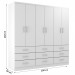 Guarda-Roupa Casal Bergamo 6 Portas 9 Gavetas Branco - Evidencia Móveis