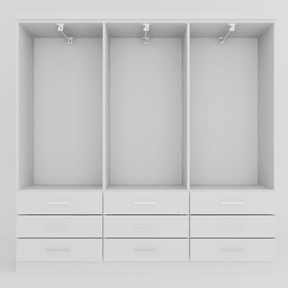 Guarda-Roupa Casal Bergamo 6 Portas 9 Gavetas Branco - Evidencia Móveis