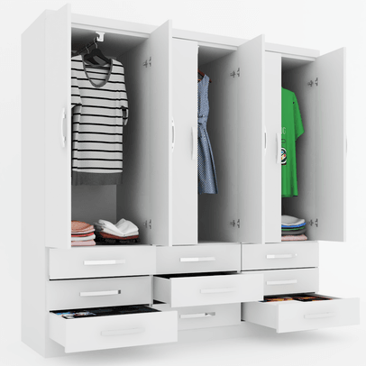 Guarda-Roupa Casal Piemonte 6 Portas 9 Gavetas Branco - Panorama Móveis