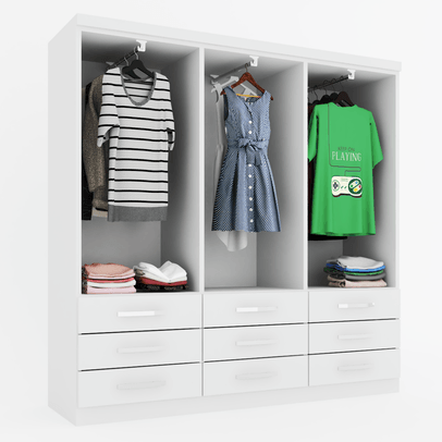 Guarda-Roupa Casal Piemonte 6 Portas 9 Gavetas Branco - Panorama Móveis