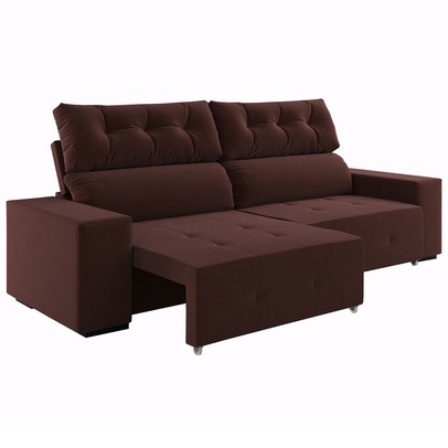 Sofá 4 Lugares Reclinável e Retrátil Socrates Fume - Vian