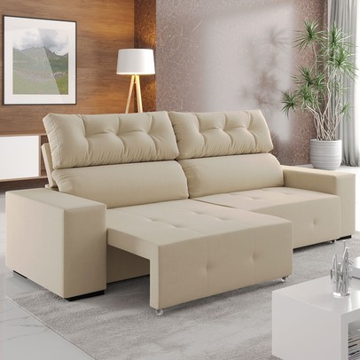 Sofá 4 Lugares Reclinável e Retrátil Socrates Nude - Vian