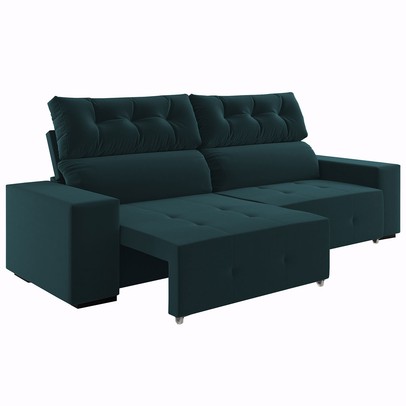 Sofá 4 Lugares Reclinável e Retrátil Socrates Azul Infinito - Vian