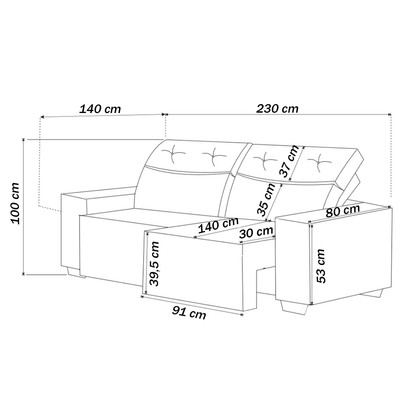 Sofá 4 Lugares Reclinável e Retrátil Socrates Brisk - Vian