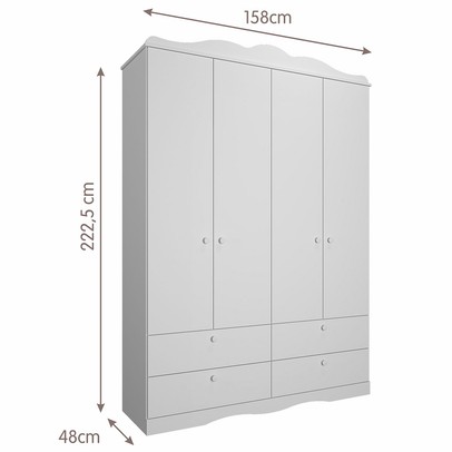 Guarda-Roupa de Bebê Encanto 4 Portas 4 Gavetas 100% Mdf Branco - Permóbili