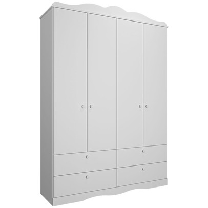 Guarda-Roupa de Bebê Encanto 4 Portas 4 Gavetas 100% Mdf Branco - Permóbili