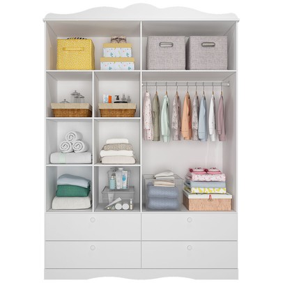 Guarda-Roupa de Bebê Encanto 4 Portas 4 Gavetas 100% Mdf Branco - Permóbili