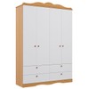 Guarda-Roupa de Bebê Encanto 4 Portas 4 Gavetas 100% Mdf Nature/Branco - Permóbili