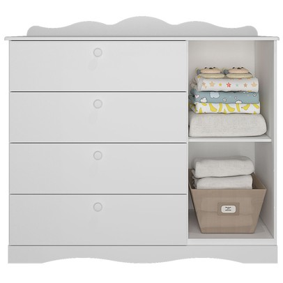 Cômoda de Bebê Encanto 1 Porta 4 Gavetas 100% Mdf Branco - Permóbili