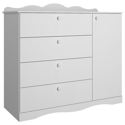 Cômoda de Bebê Encanto 1 Porta 4 Gavetas 100% Mdf Branco - Permóbili