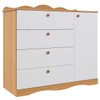 Cômoda de Bebê Encanto 1 Porta 4 Gavetas 100% Mdf Nature/Branco - Permóbili