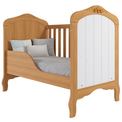 Berço Mini Cama Harmonia 100% Mdf Nature/Branco - Permobili